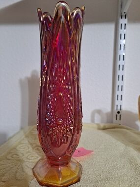 Red Carnival Glass Decorative Vase - Home Accents